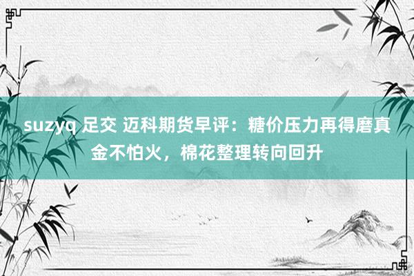suzyq 足交 迈科期货早评：糖价压力再得磨真金不怕火，棉花整理转向回升