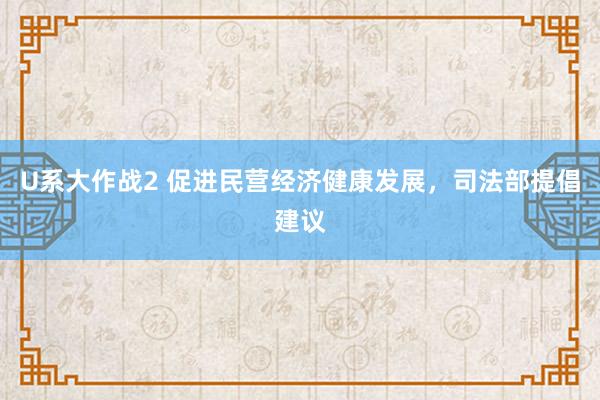 U系大作战2 促进民营经济健康发展，司法部提倡建议