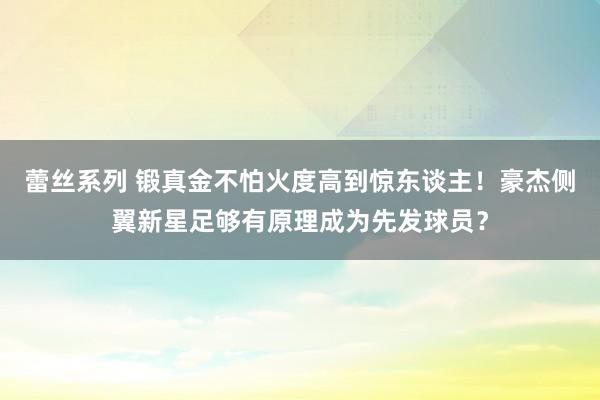 蕾丝系列 锻真金不怕火度高到惊东谈主！豪杰侧翼新星足够有原理成为先发球员？