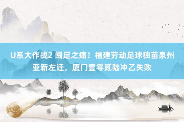 U系大作战2 闽足之痛！福建劳动足球独苗泉州亚新左迁，厦门壹零贰陆冲乙失败