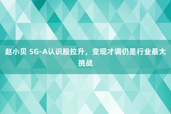 赵小贝 5G-A认识股拉升，变现才调仍是行业最大挑战