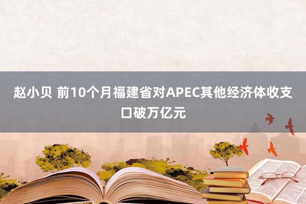 赵小贝 前10个月福建省对APEC其他经济体收支口破万亿元