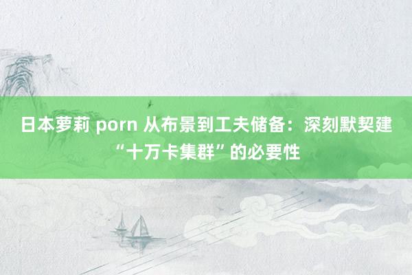日本萝莉 porn 从布景到工夫储备：深刻默契建“十万卡集群”的必要性